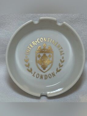 Vintage Inter-Continental Hotel London Ceramic Ashtray Schonwald Germany Gold